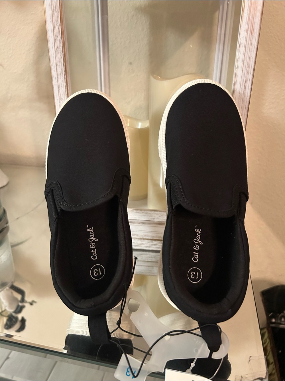Cat & Jack Black Slip-On Canvas Kids/unisex Sneakers with White Trim